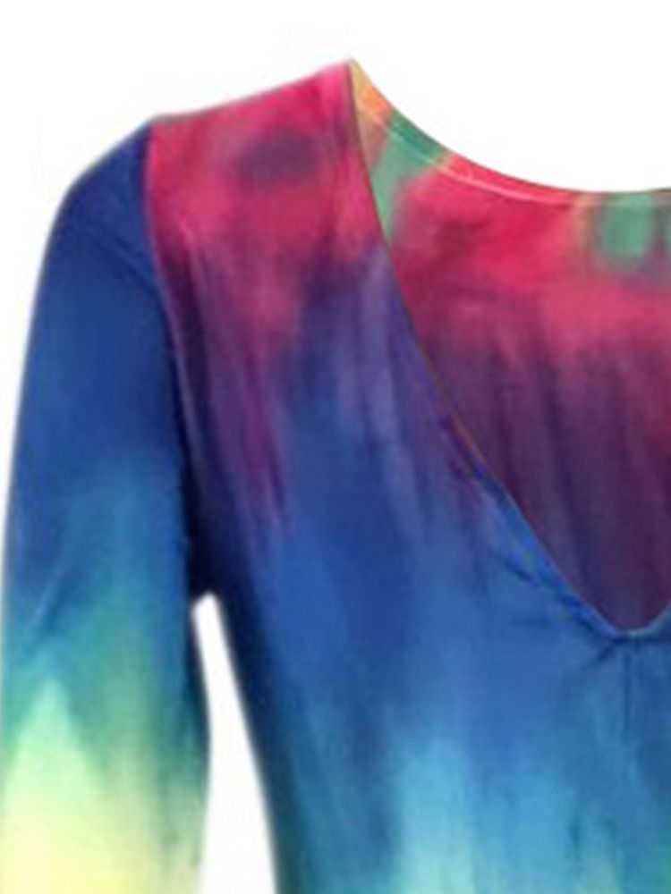 Gradient Tie-dye Feminino Em Volta Do Pescoço Sem Costas Da Moda Vestido Regular