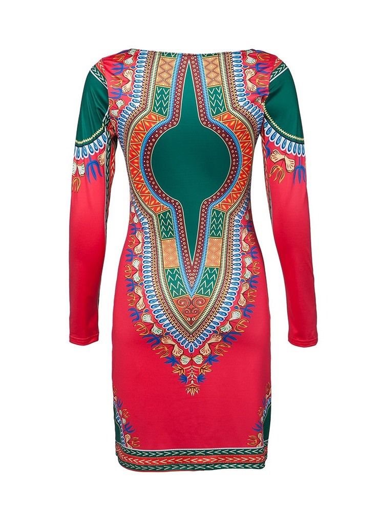 Moda Africana Feminina Acima Do Joelho Vestido Bodycon Cintura Média