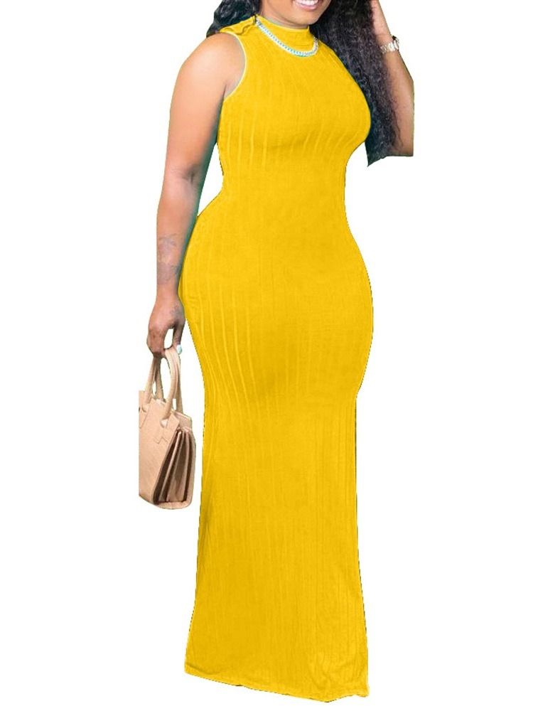 Pulôver Feminino Sem Mangas Sem Mangas Até O Chão Vestido Bodycon Sexy