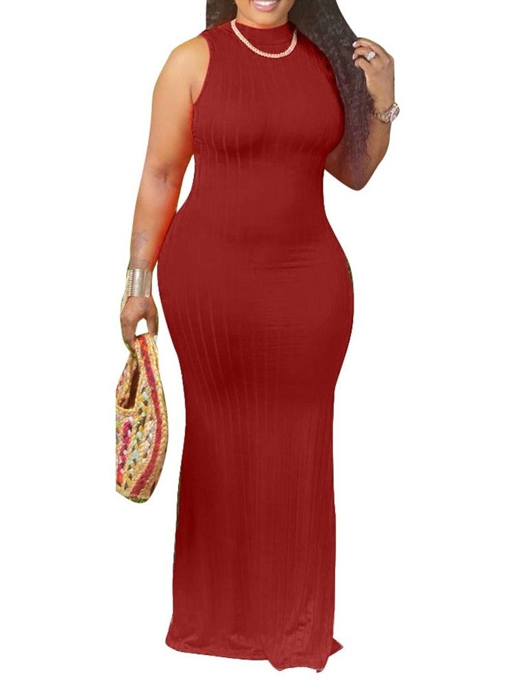 Pulôver Feminino Sem Mangas Sem Mangas Até O Chão Vestido Bodycon Sexy