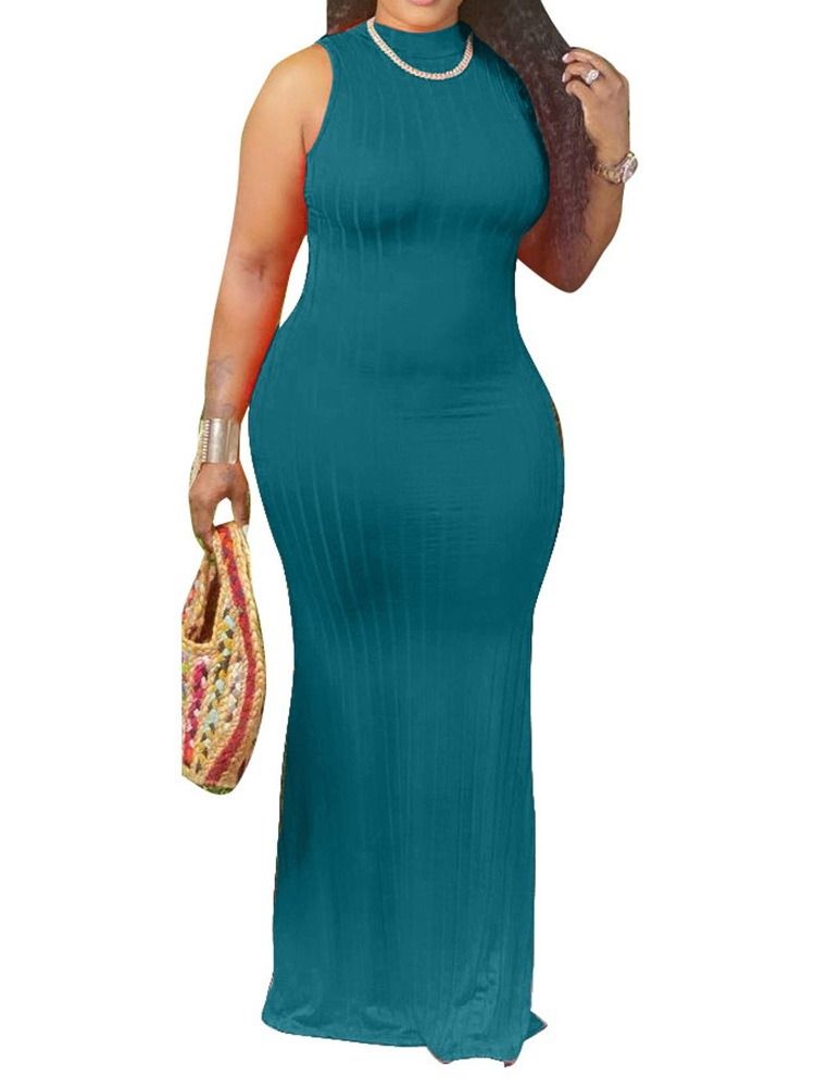 Pulôver Feminino Sem Mangas Sem Mangas Até O Chão Vestido Bodycon Sexy