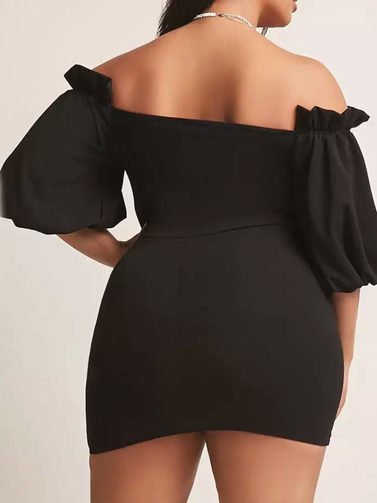 Vestido Bodycon Sexy Feminino Com Manga Três Quartos Acima Do Joelho