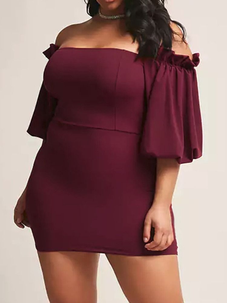 Vestido Bodycon Sexy Feminino Com Manga Três Quartos Acima Do Joelho