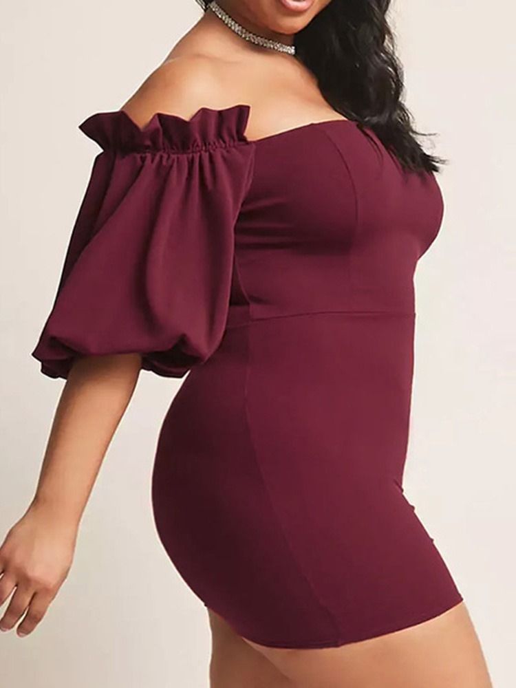 Vestido Bodycon Sexy Feminino Com Manga Três Quartos Acima Do Joelho