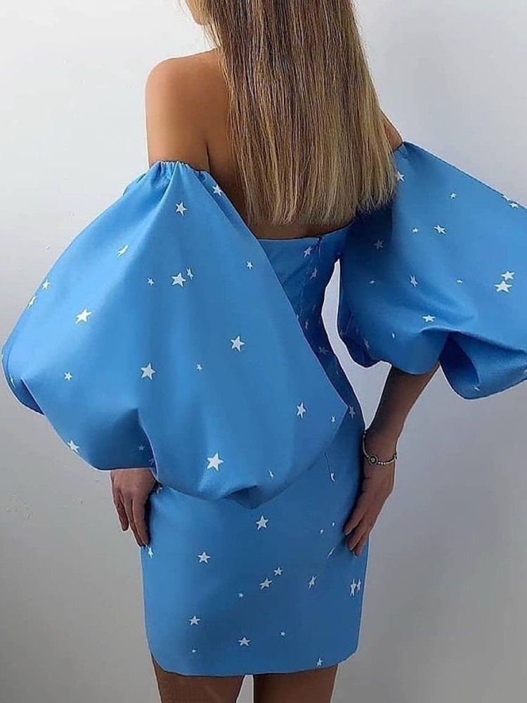 Vestido Feminino Acima Do Joelho Com Manga Três Quartos Sem Costas