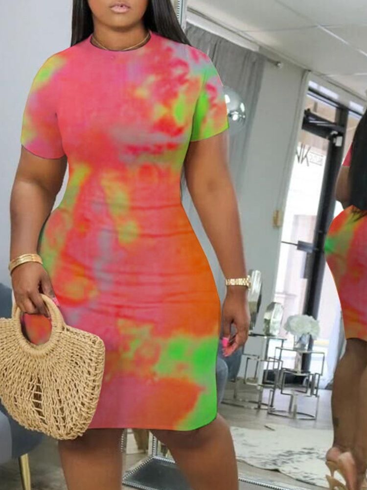 Vestido Feminino Amarrado Na Altura Do Joelho Manga Curta Cintura Média Bodycon