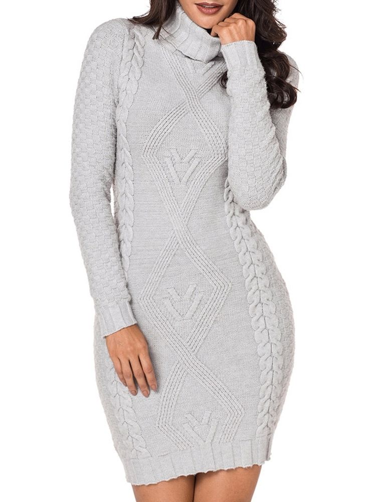 Vestido Feminino Bodycon Knit Gola Alta