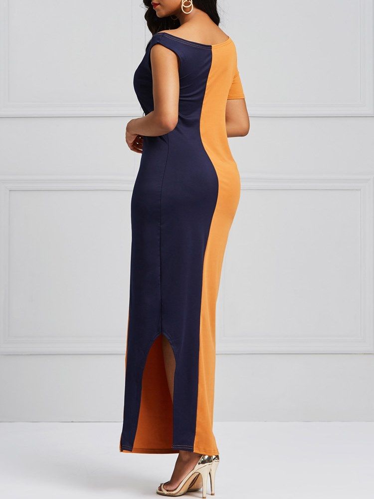 Vestido Feminino Color Block Bodycon Split