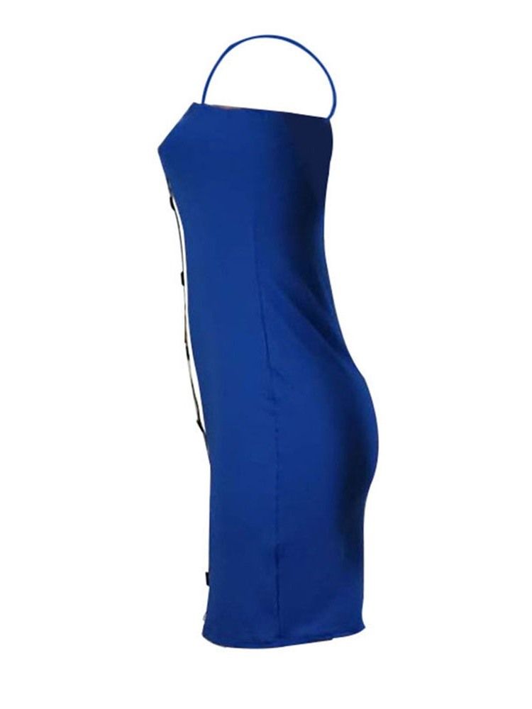 Vestido Feminino Com Estampa Acima Do Joelho Sem Mangas Com Alça Espaguete Bodycon