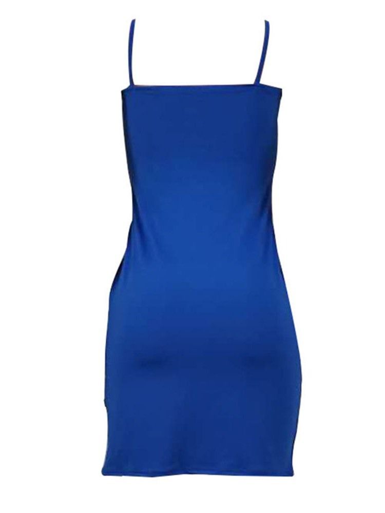 Vestido Feminino Com Estampa Acima Do Joelho Sem Mangas Com Alça Espaguete Bodycon