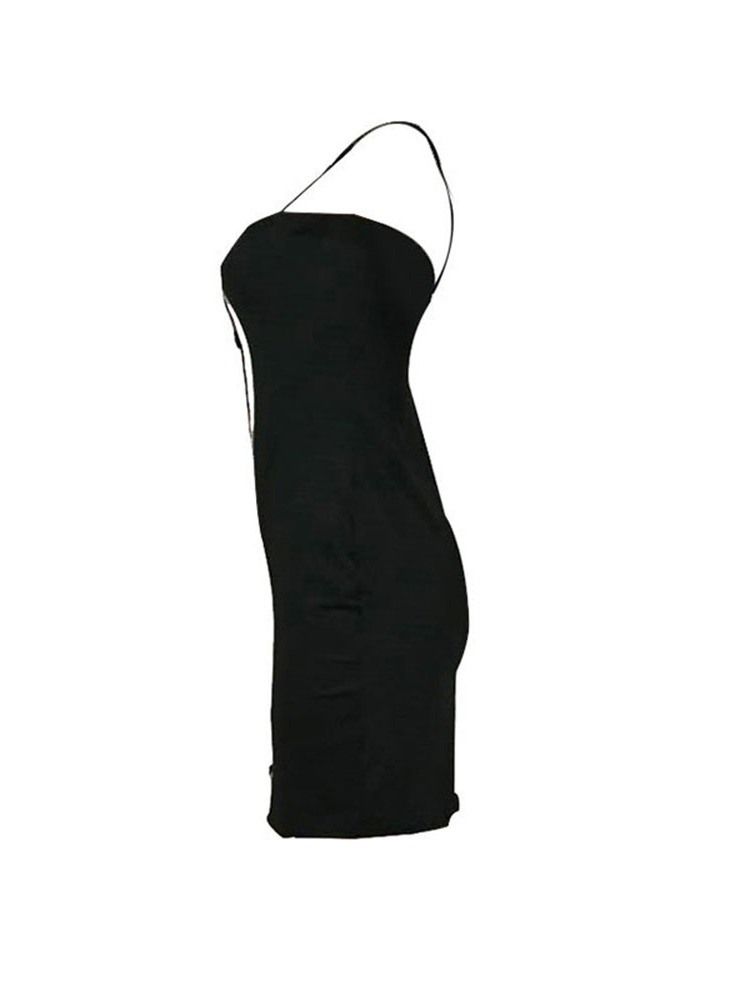 Vestido Feminino Com Estampa Acima Do Joelho Sem Mangas Com Alça Espaguete Bodycon