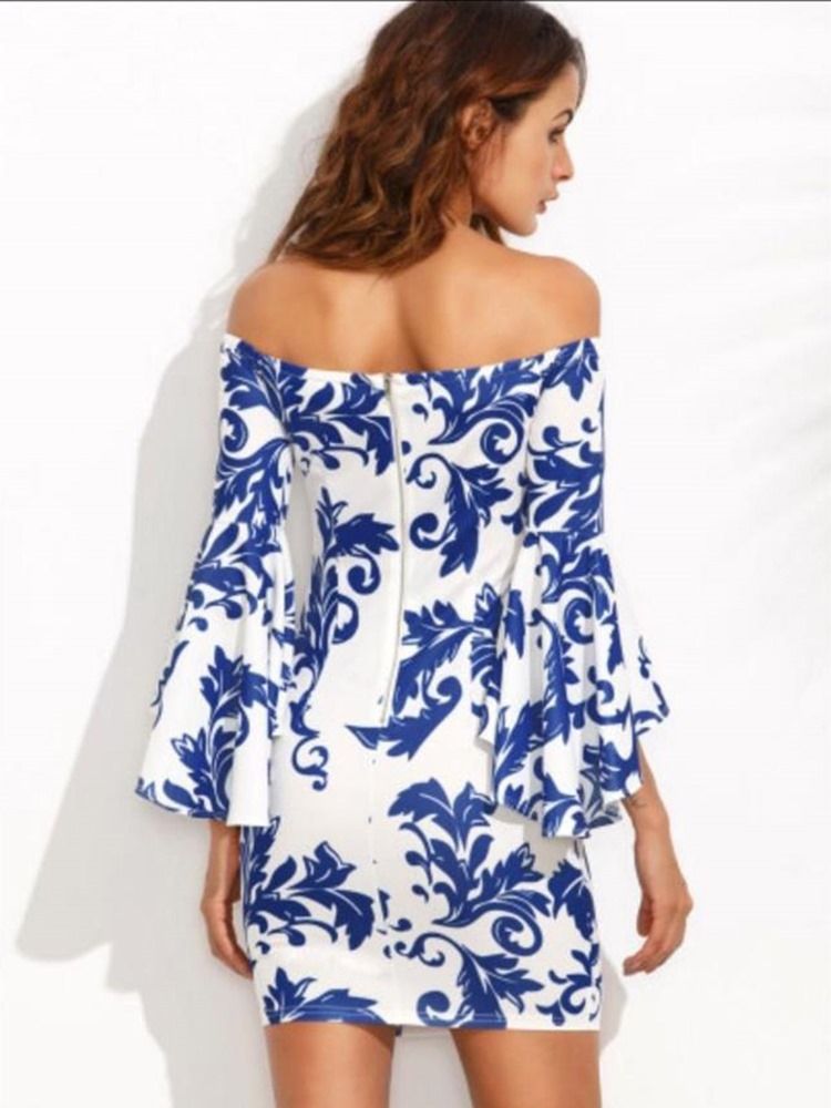 Vestido Feminino Com Estampa Floral Com Estampa Floral E Manga Sino