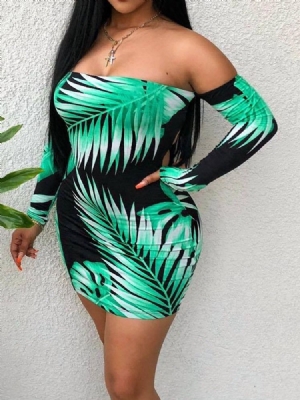 Vestido Feminino Estampado Acima Do Joelho Sem Alças E Sem Encosto Bodycon