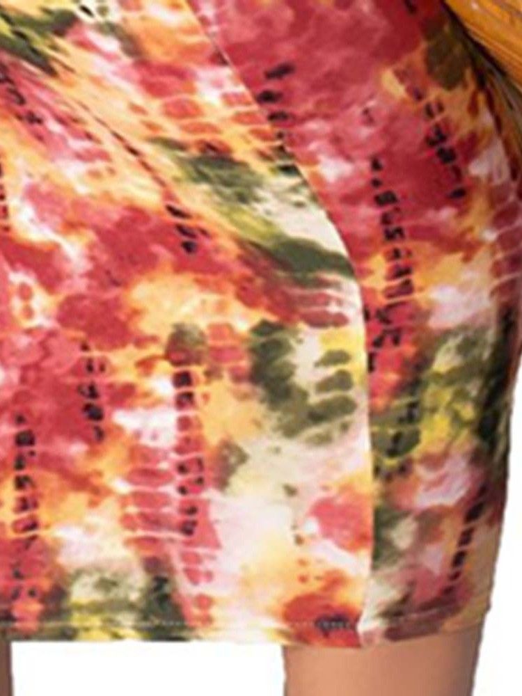 Vestido Feminino De Estilo Pulôver Sem Mangas Com Lápis Tie-dye Meia Panturrilha