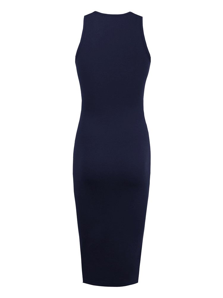 Vestido Feminino De Gola Redonda Lisa Oco Bodycon