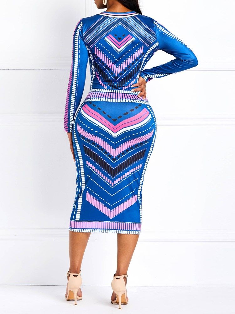 Vestido Feminino De Mangas Compridas Estampado Ankara Bodycon