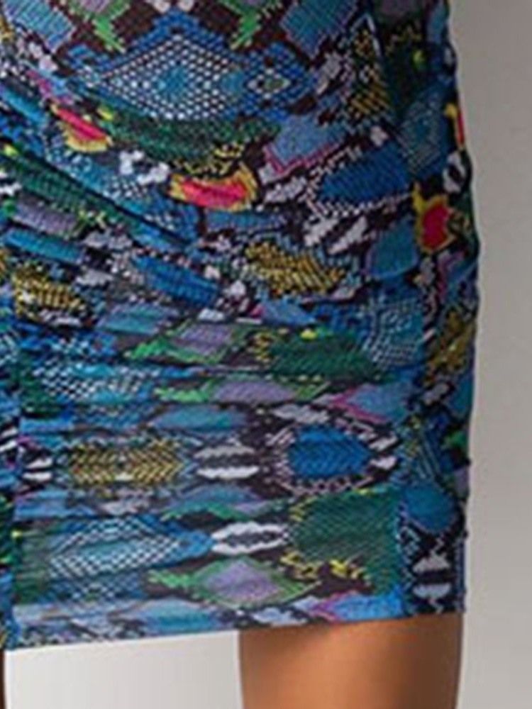 Vestido Feminino Plissado Com Decote Em V Manga Longa Serpentina Primavera