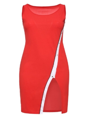 Vestido Feminino Sem Costas Com Rebite Dividido Assimétrico Bodycon