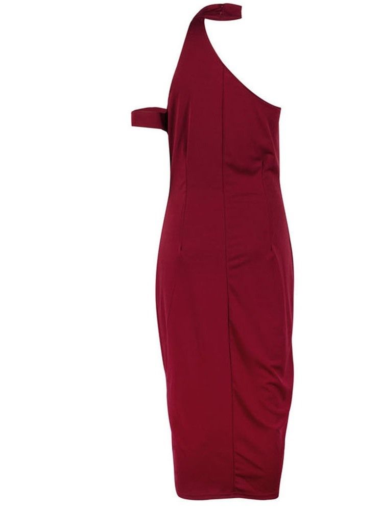 Vestido Feminino Sem Mangas Com Divisão Na Panturrilha Média Oco Bodycon