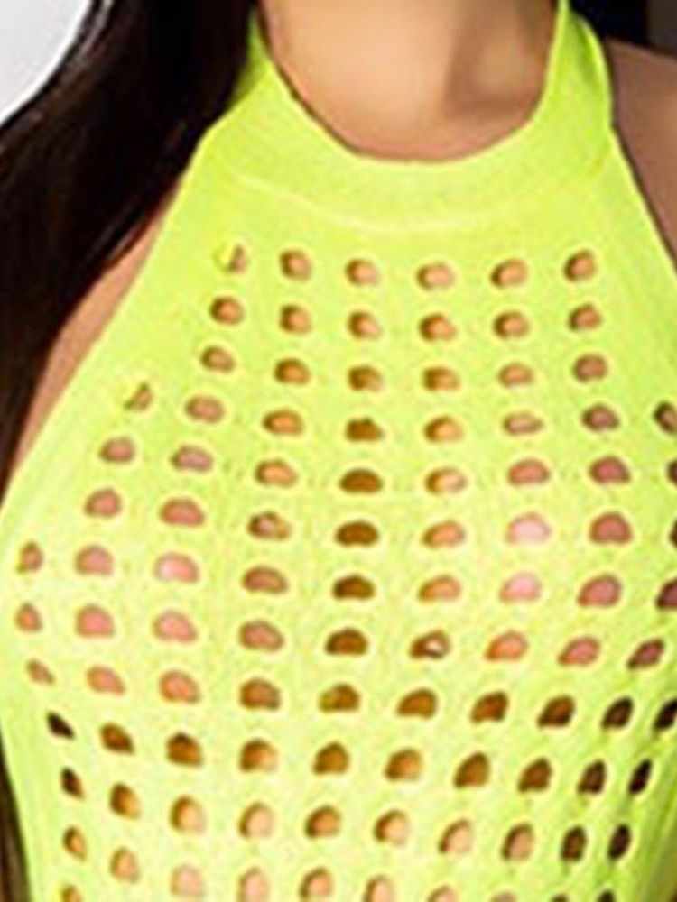 Vestido Feminino Sem Mangas Com Franja Na Altura Do Joelho