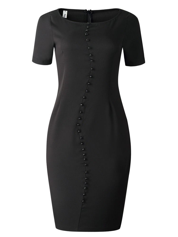 Vestido Feminino Sem Ombros Manga Curta Meia Panturrilha Bodycon Elegante