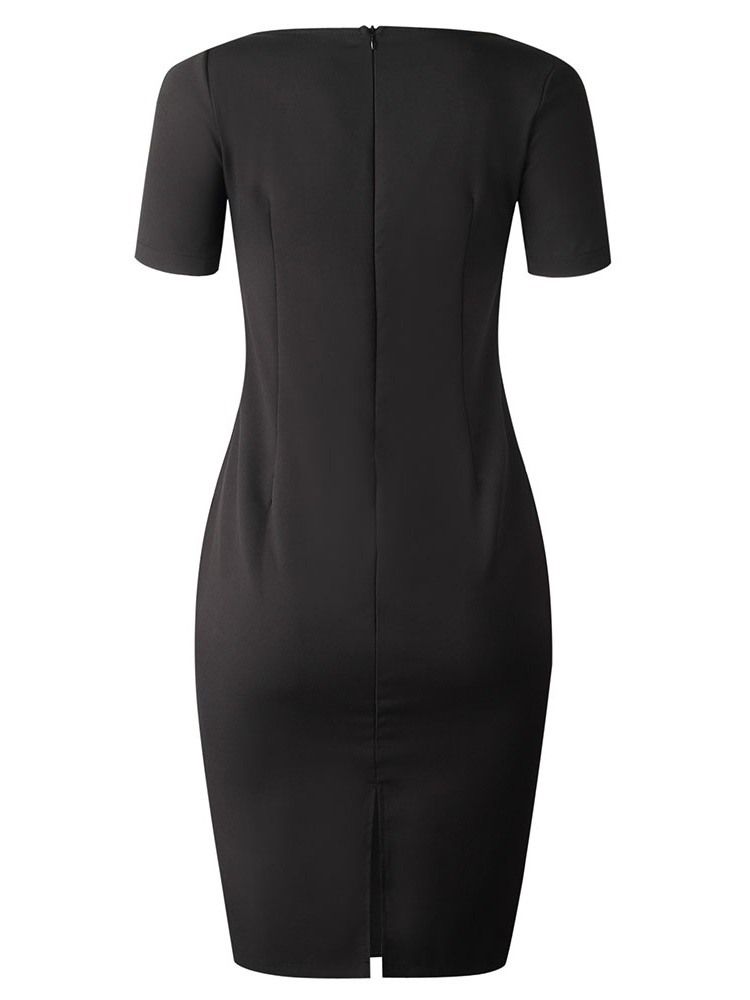 Vestido Feminino Sem Ombros Manga Curta Meia Panturrilha Bodycon Elegante