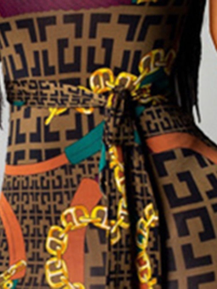 Vestido Geométrico Feminino Africano De Meia Canela Média