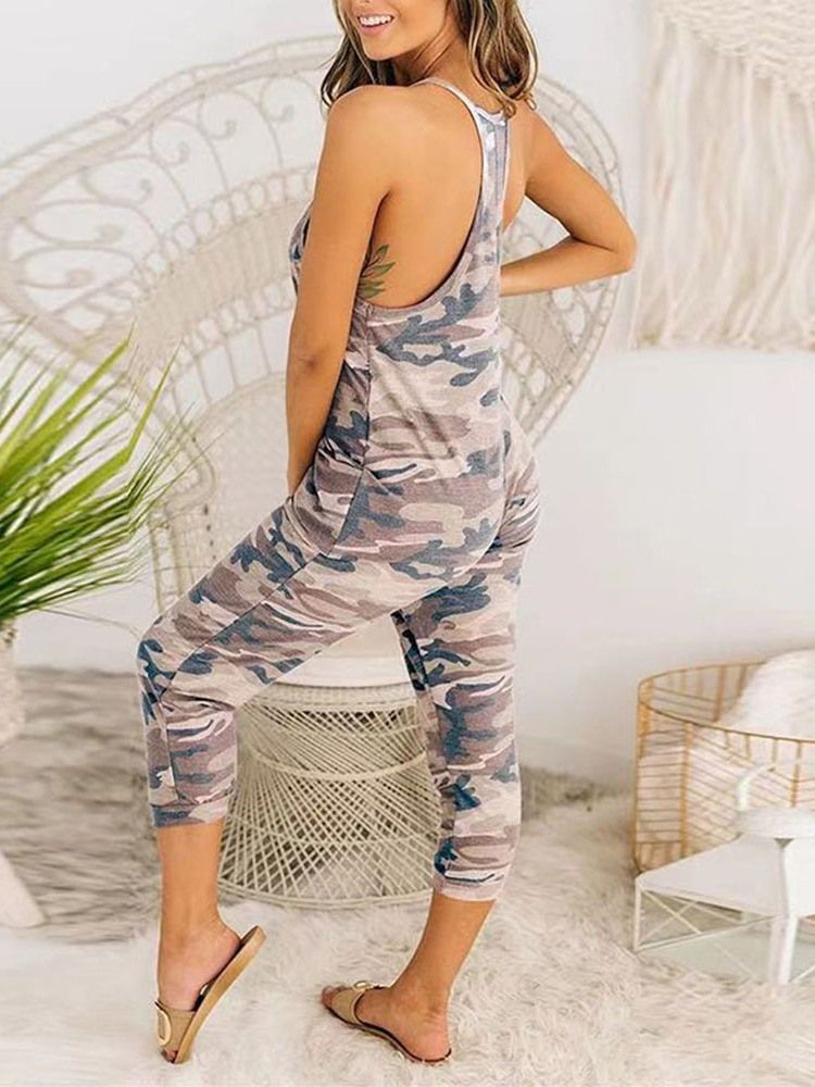 Calça Lápis Sem Costas Camuflagem Calça Lápis Feminina Macacão Slim