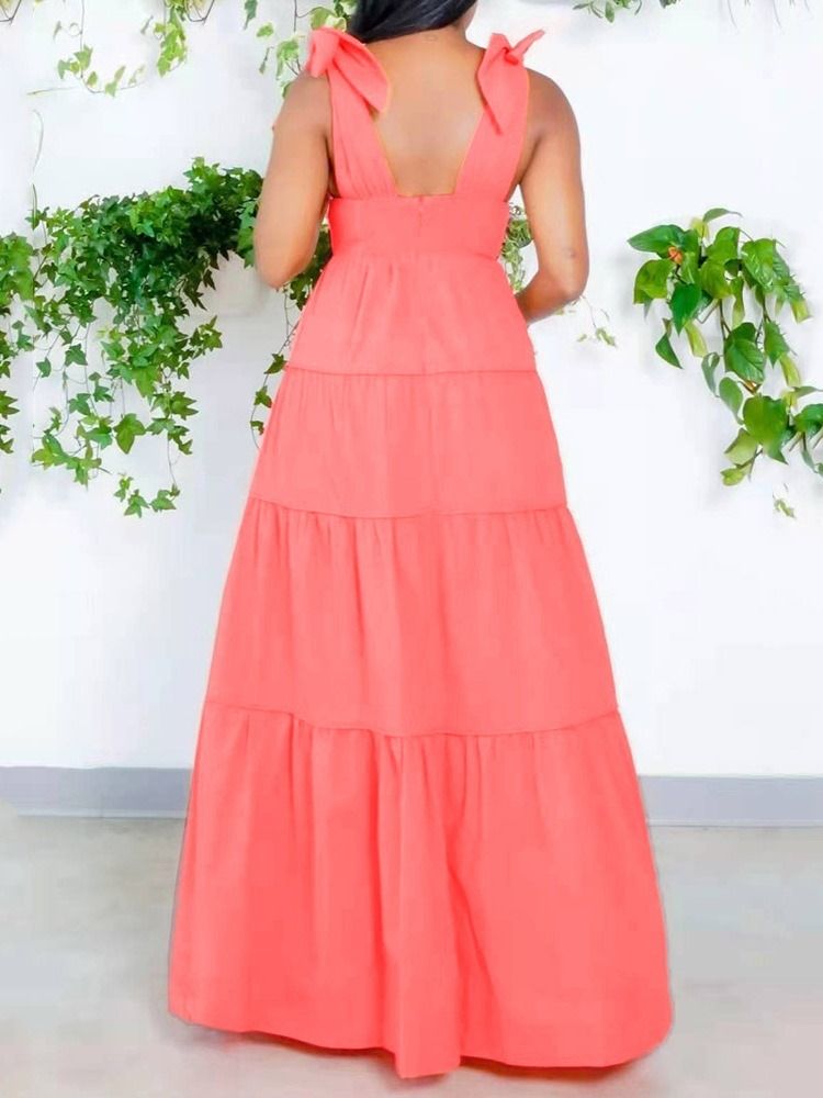 Vestido Feminino Até O Chão Sem Mangas Dividido Liso Maxi