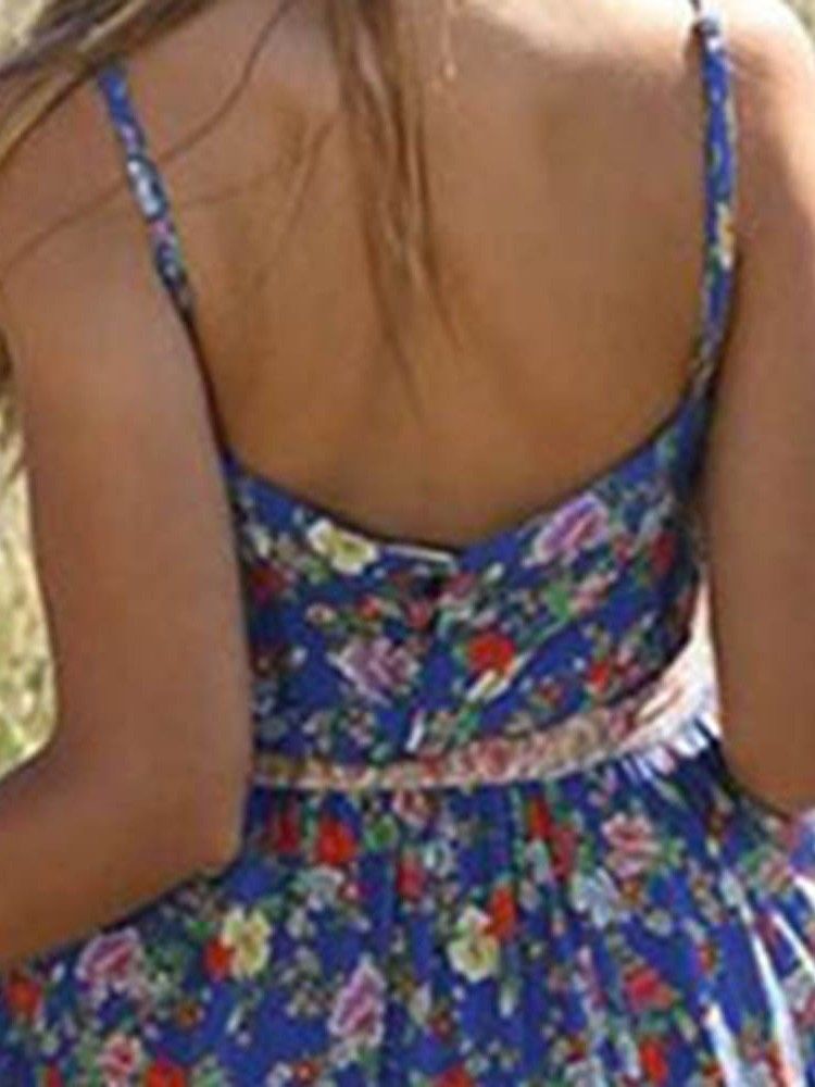 Vestido Feminino Boêmio De Expansão Na Altura Do Tornozelo Vestido Floral Pregueado Para Viagem