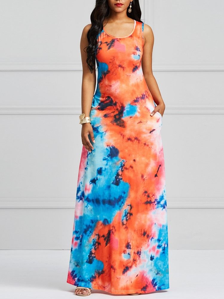 Vestido Feminino Sem Mangas Tie-dye