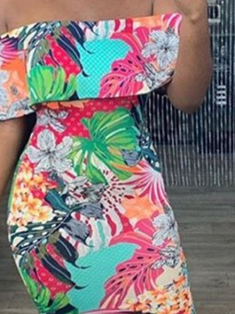 Vestido Feminino Sereia De Cintura Alta Estampado Até O Chão