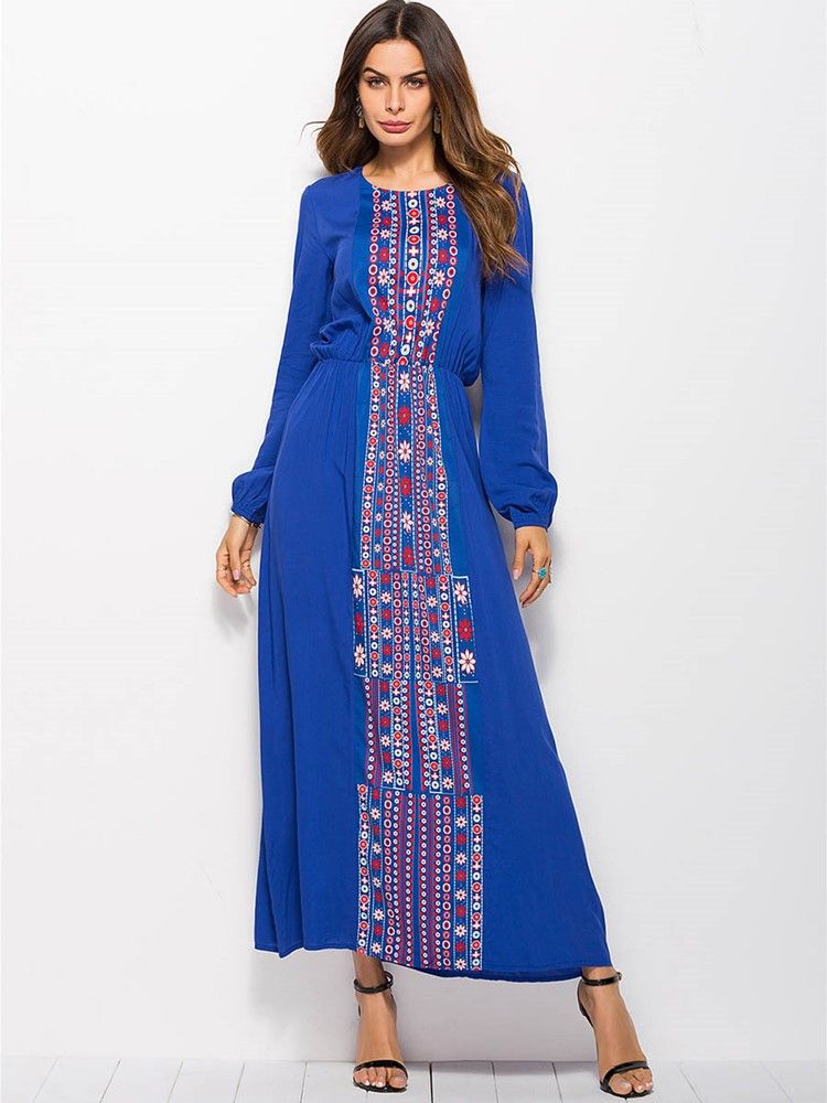 Vestido Maxi Azul Feminino Moda Africana