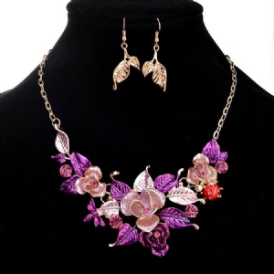 Conjunto De Joias De Flores Ultravioleta Para Mulheres