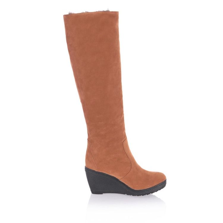 Botas Casuais Femininas Com Biqueira Redonda E Salto Liso