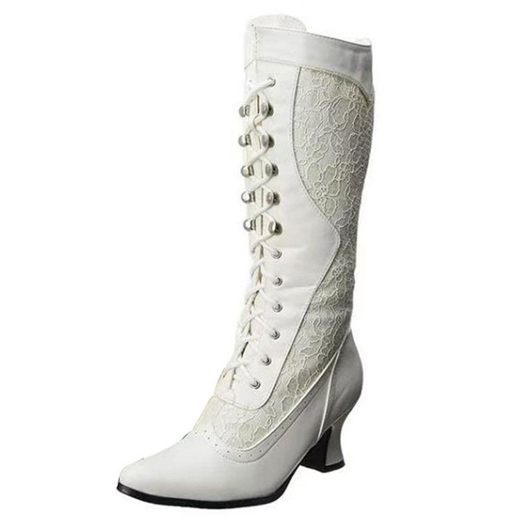 Botas Casuais Femininas De Dedo Do Pé Pontudo Liso Na Frente