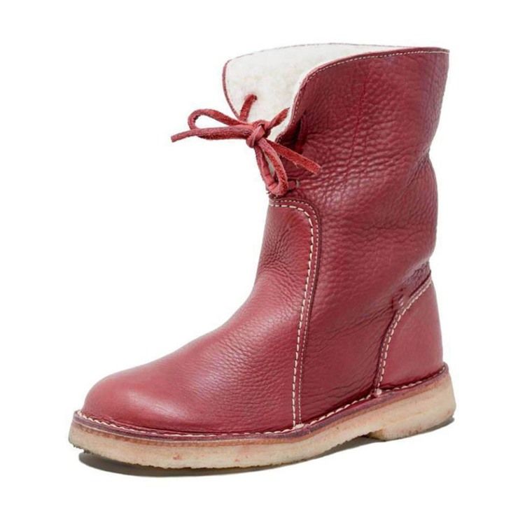 Botas Casuais Femininas De Salto Liso Com Cadarço Frontal