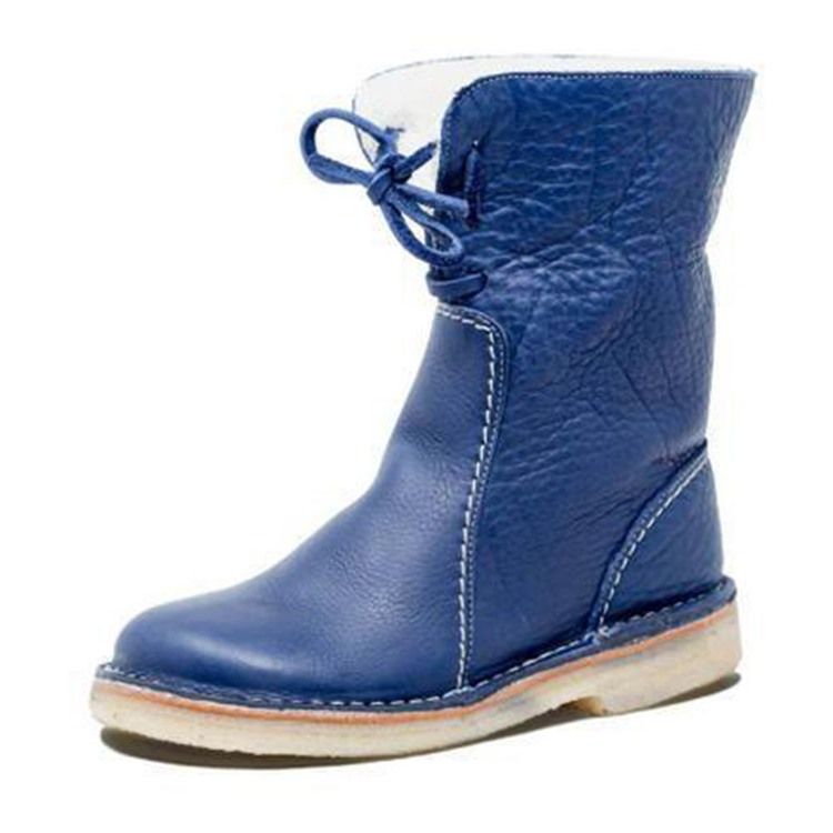 Botas Casuais Femininas De Salto Liso Com Cadarço Frontal