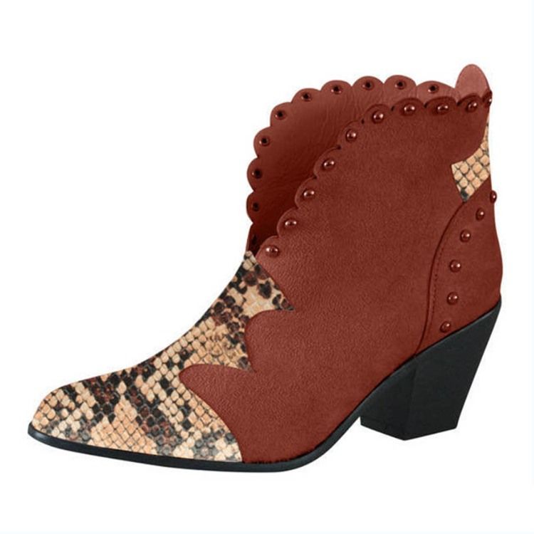 Botas Casuais De Patchwork Com Dedo Do Pé Pontudo Feminino