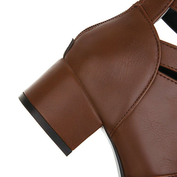 Botas Coreanas Com Bico Fino Para Trás E Salto Grosso Feminino