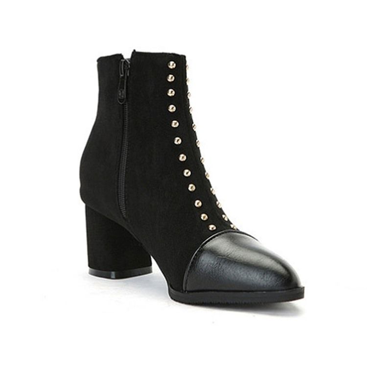 Botas Femininas Com Zíper Lateral Com Zíper Pontiagudo Para Tornozelo