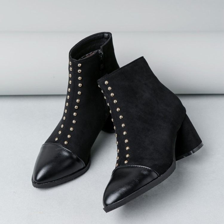 Botas Femininas Com Zíper Lateral Com Zíper Pontiagudo Para Tornozelo