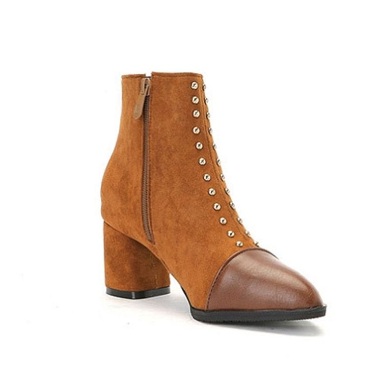 Botas Femininas Com Zíper Lateral Com Zíper Pontiagudo Para Tornozelo