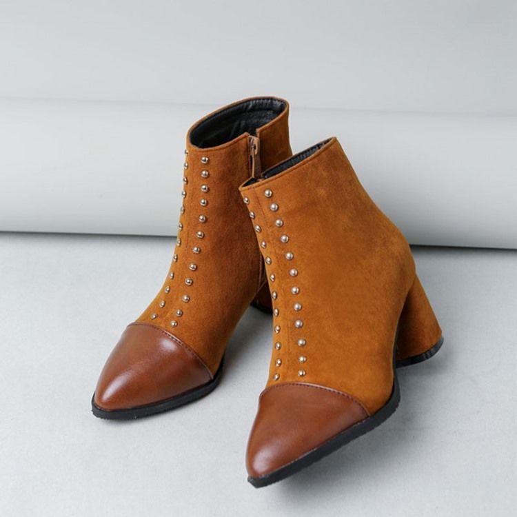 Botas Femininas Com Zíper Lateral Com Zíper Pontiagudo Para Tornozelo