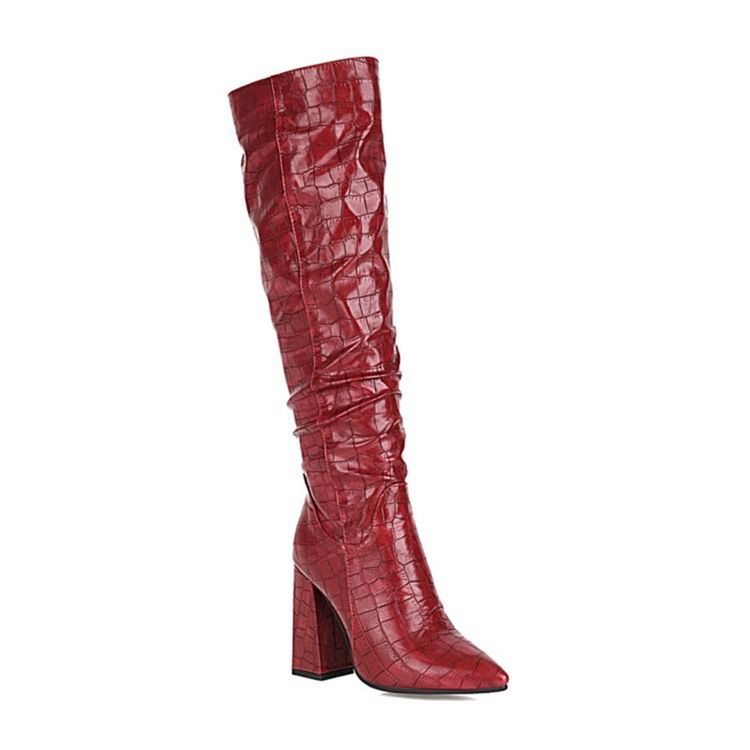 Botas Femininas Ocidentais De Dedo Liso Pontiagudo