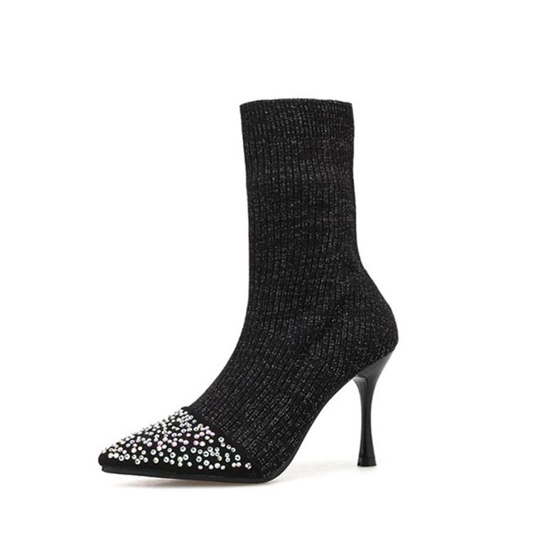 Botas Femininas De Salto Agulha Com Strass