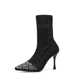 Botas Femininas De Salto Agulha Com Strass