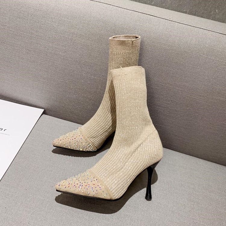 Botas Femininas De Salto Agulha Com Strass