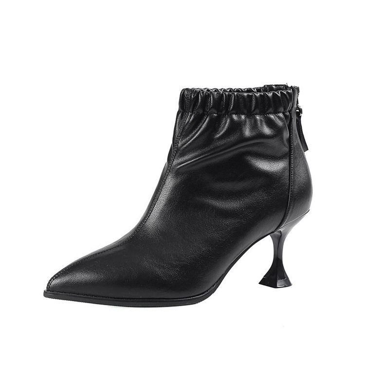 Botas Femininas De Salto Agulha Simples Bico Pontiagudo Pu