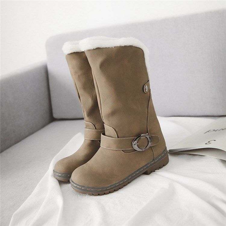 Botas Femininas Slip-on Round Toe Color Block Platform